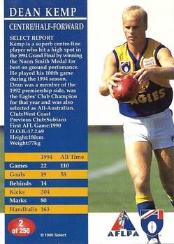 1995 Select AFL #2 Dean Kemp Back